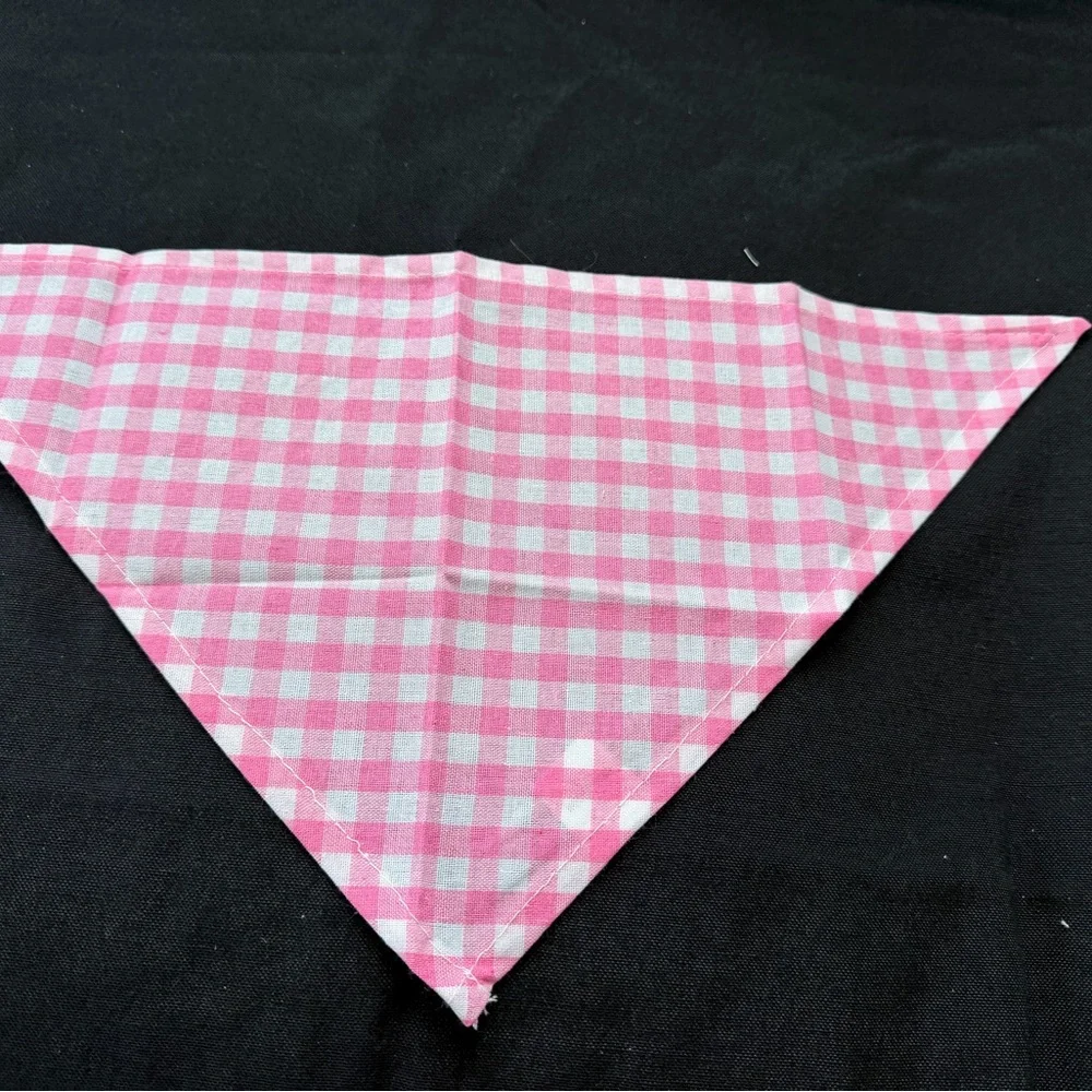 New Pink and White Check Design Dog Bandanna